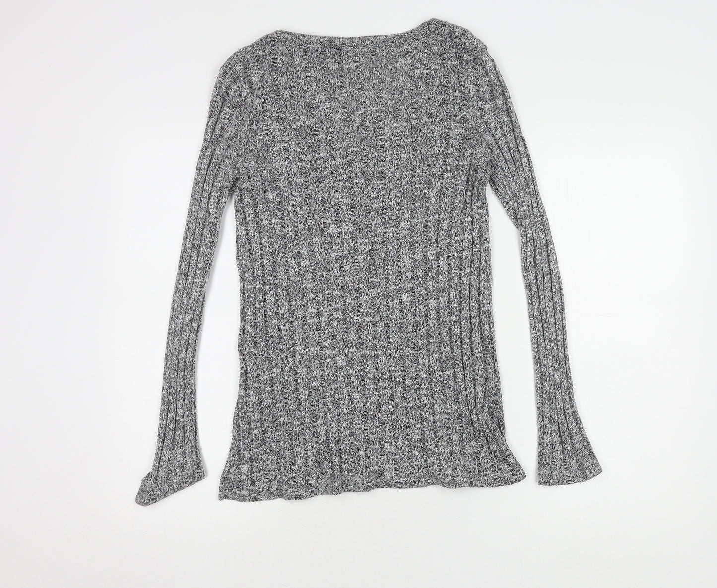 Topshop Women's Grey Knit V-Neck Pullover Jumper Size 12