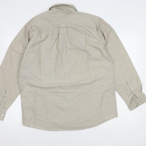 Marks and Spencer Beige Men's Long Sleeve Shirt Size 16