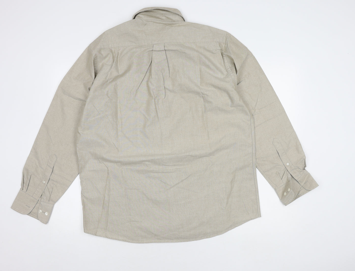 Marks and Spencer Beige Men's Long Sleeve Shirt Size 16