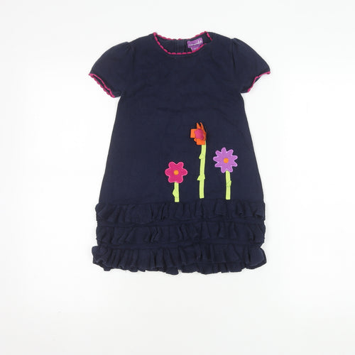 Shrinking Violet Blue Floral Dress, Girls 3-4Y, Cotton Blend