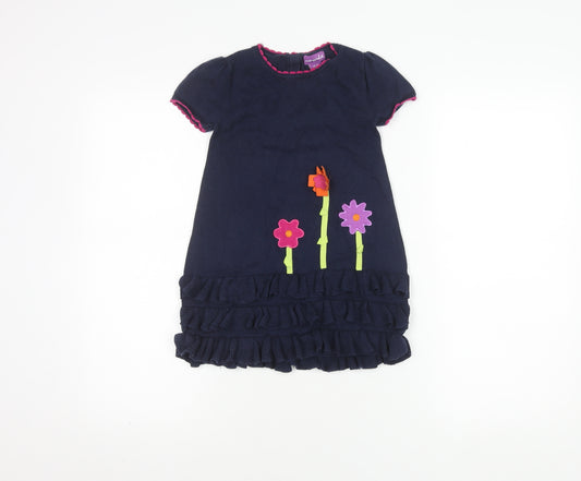 Shrinking Violet Blue Floral Dress, Girls 3-4Y, Cotton Blend