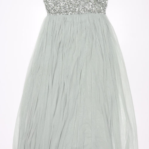 Maya Deluxe Grey Maxi Dress Women Sequin Long Party
