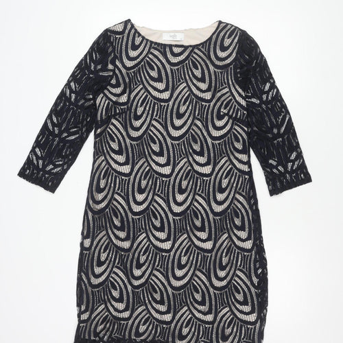 Wallis Petite Geometric Dress UK 14 Multicoloured 3/4 Sleeve