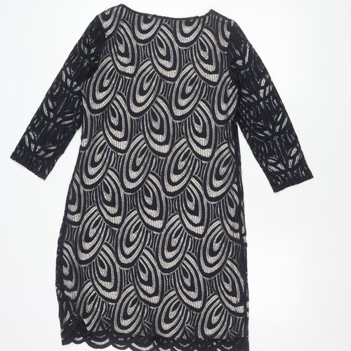 Wallis Petite Geometric Dress UK 14 Multicoloured 3/4 Sleeve