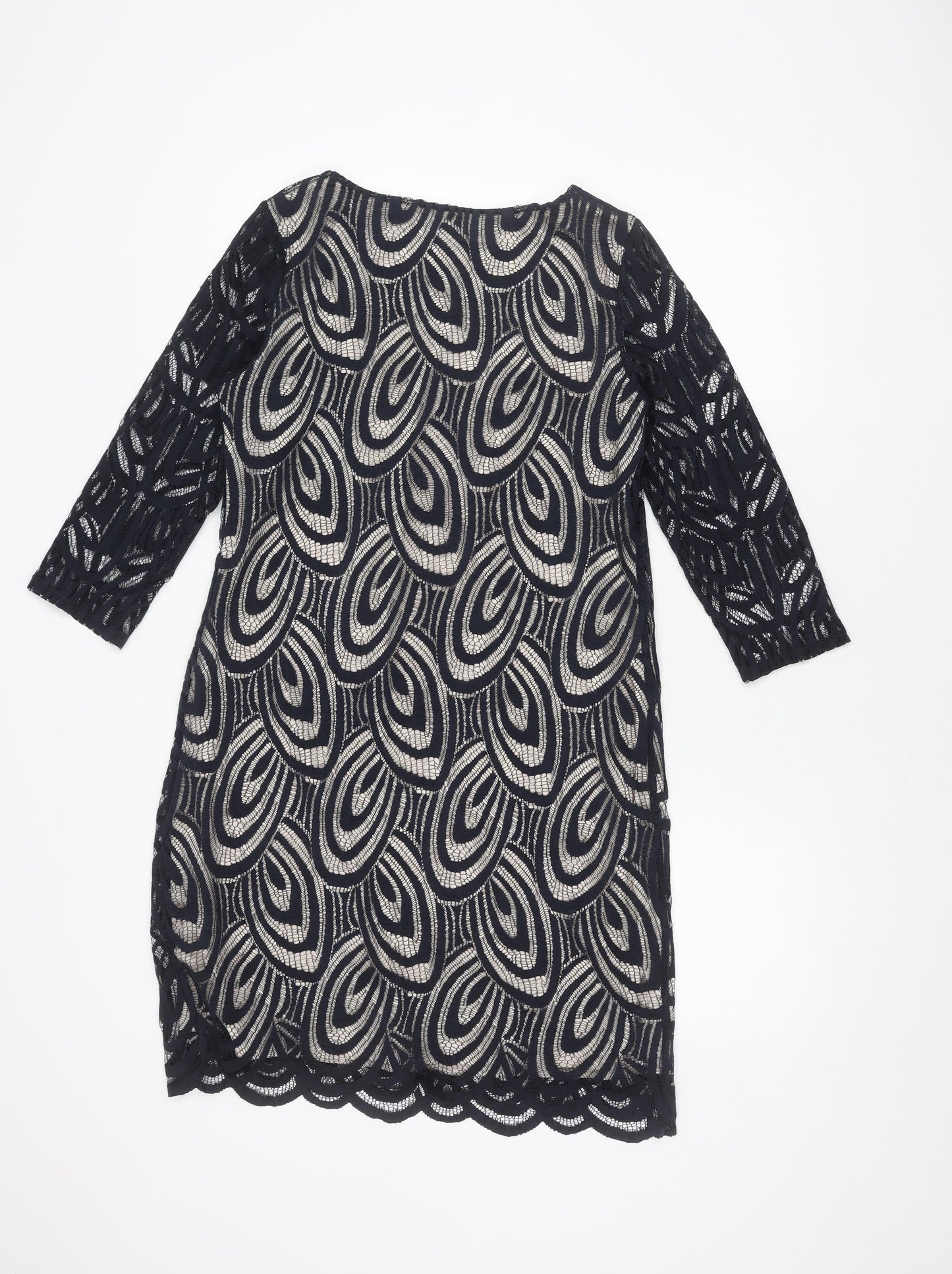 Wallis Petite Geometric Dress UK 14 Multicoloured 3/4 Sleeve