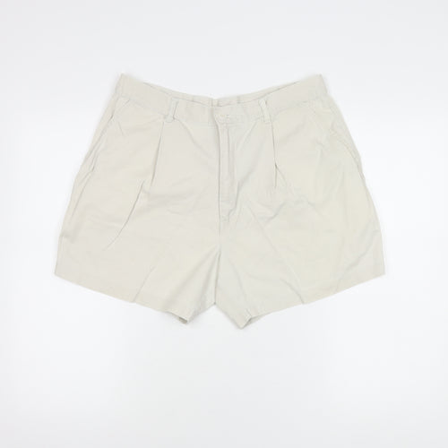 St Michael Beige Women's Cotton Pleated Shorts Size 8