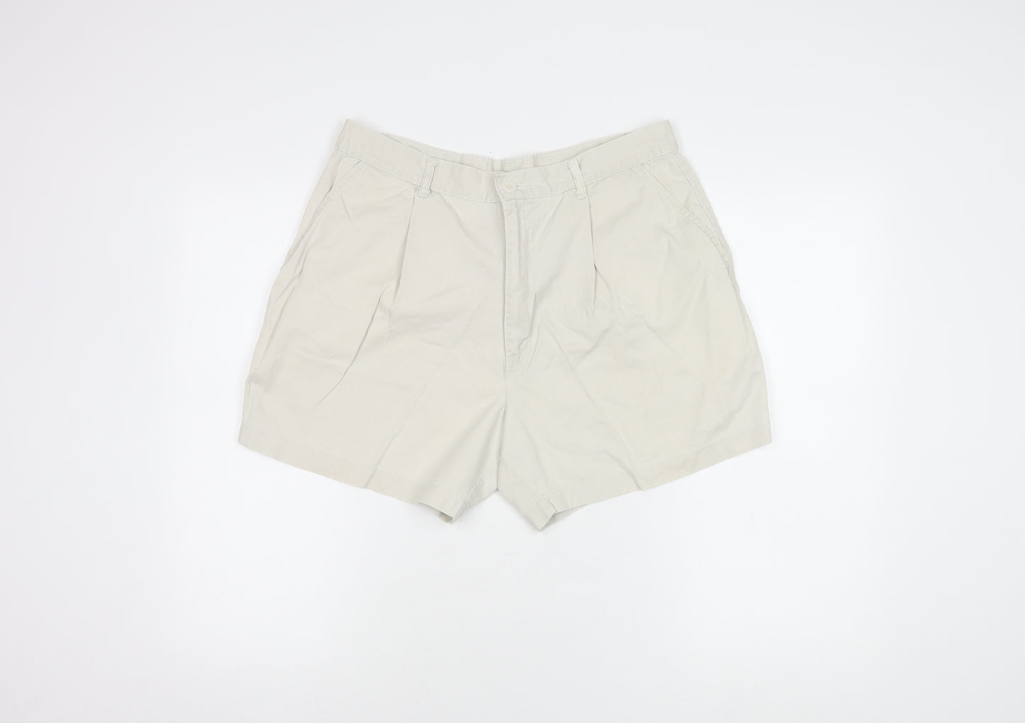 St Michael Beige Women's Cotton Pleated Shorts Size 8