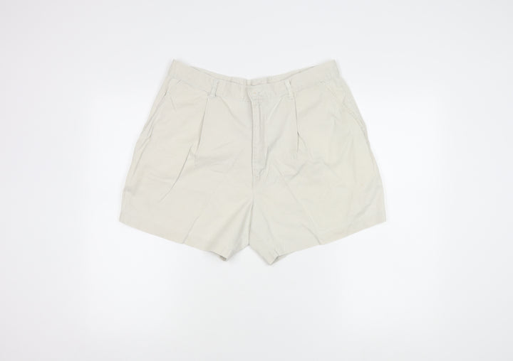 St Michael Beige Women's Cotton Pleated Shorts Size 8