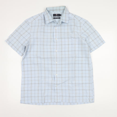 Marks and Spencer Men's Blue Check Casual Shirt M