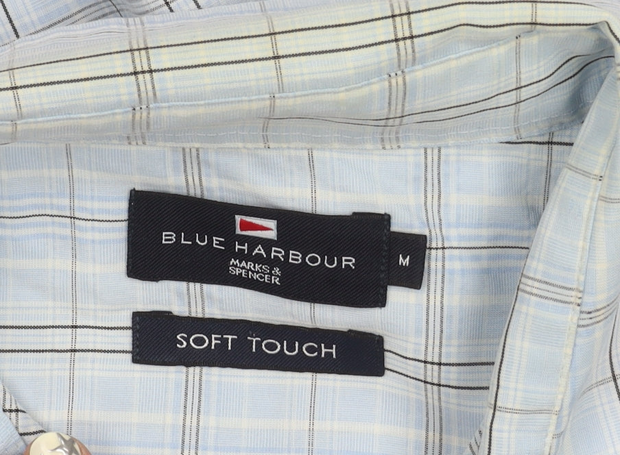 Marks and Spencer Men's Blue Check Casual Shirt M