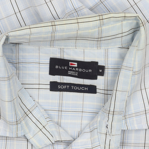 Marks and Spencer Men's Blue Check Casual Shirt M