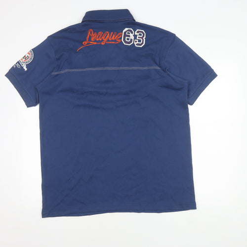 Camp David Men's Blue Polo Shirt 2XL with Graphic Print