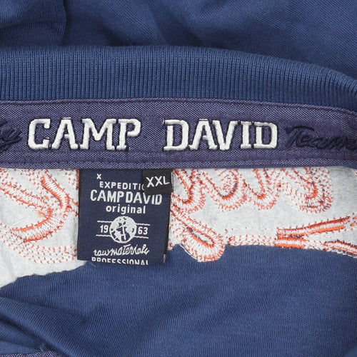 Camp David Men's Blue Polo Shirt 2XL with Graphic Print