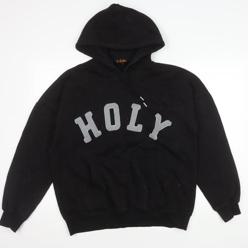 Rising Black Pullover Hoodie Unisex S Fleece Logo