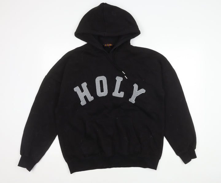 Rising Black Pullover Hoodie Unisex S Fleece Logo