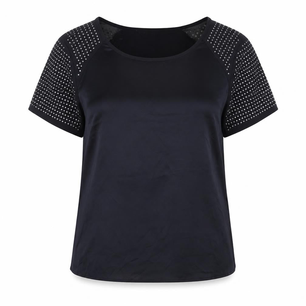 Front view of Dorothy Perkins Women's Black Studded Top, size 12