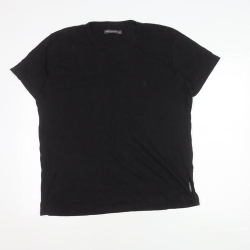 French Connection Men's Black T-Shirt 2XL Short Sleeve