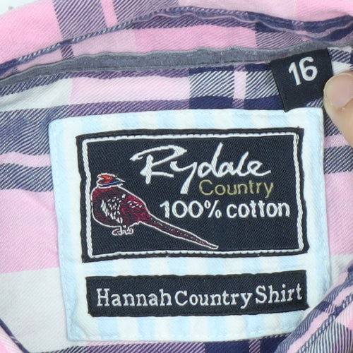 Rydale Women's Pink Plaid Button-Up Shirt Size 16