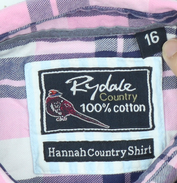 Rydale Women's Pink Plaid Button-Up Shirt Size 16