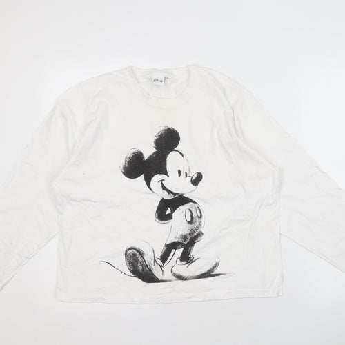 Disney White Mickey Mouse Long Sleeve T-Shirt M Unisex