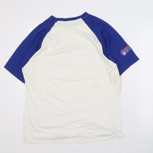 Kariban Men's White Blue Sports T-Shirt Size L