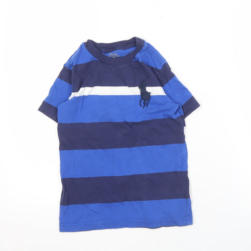 Ralph Lauren Boys Blue Striped T-Shirt Logo Casual