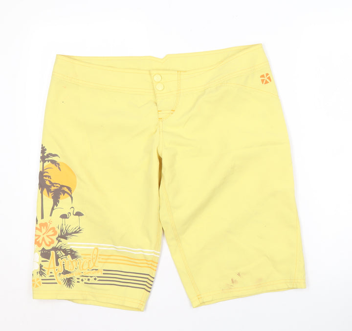 Animal Boys Yellow Hawaiian Shorts, Size 12
