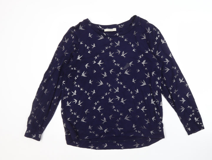 Oasis Women's Blue Crew Neck Animal Print Sweatshirt M
