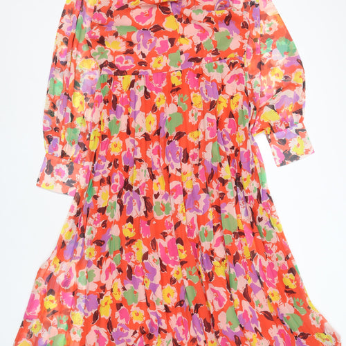 Warehouse Women's Multicoloured Floral Dress Size 16