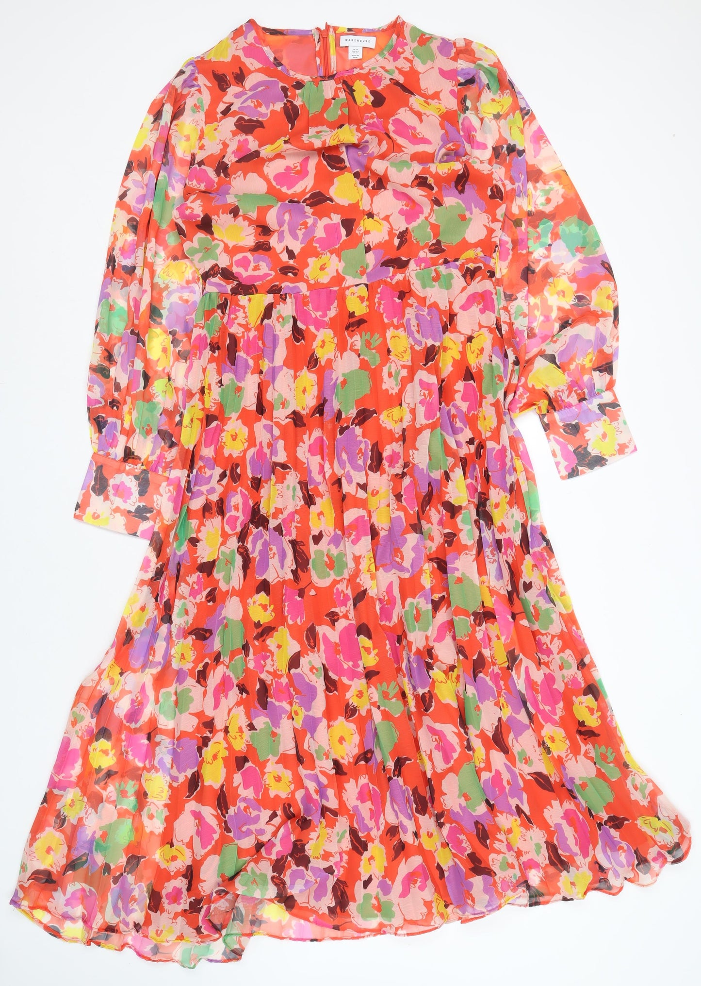 Warehouse Women's Multicoloured Floral Dress Size 16