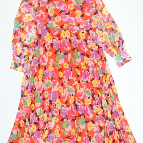 Warehouse Women's Multicoloured Floral Dress Size 16