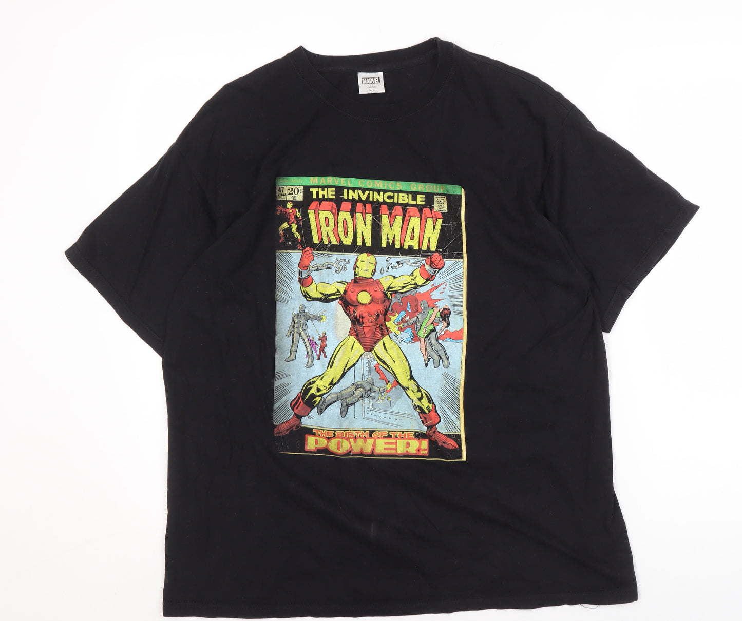 Marvel Men's Black Iron Man Comic T-Shirt XL