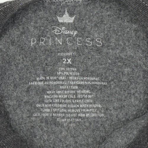 Disney Princess Women's Grey 2XL Pullover Sweatshirt
