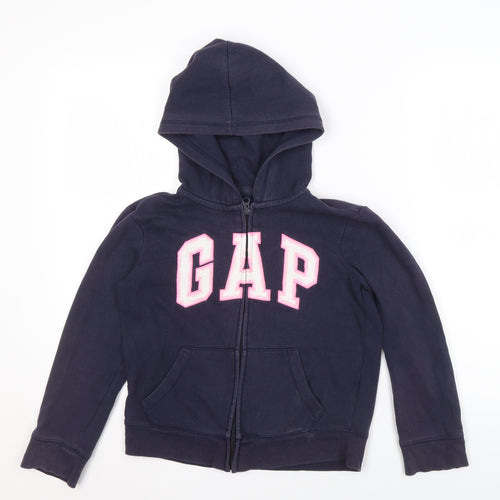 GAP Girls Blue Full Zip Hoodie with Logo, Size 10 Years