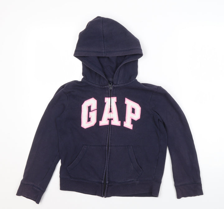 GAP Girls Blue Full Zip Hoodie with Logo, Size 10 Years