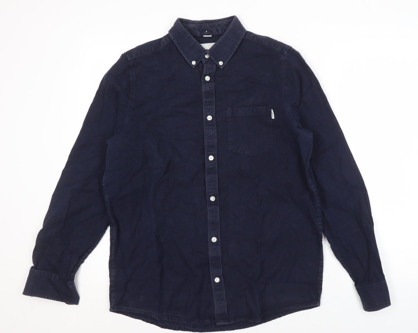Carhartt Men's Blue Button-Up Shirt, M, Long Sleeve