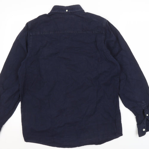 Carhartt Men's Blue Button-Up Shirt, M, Long Sleeve