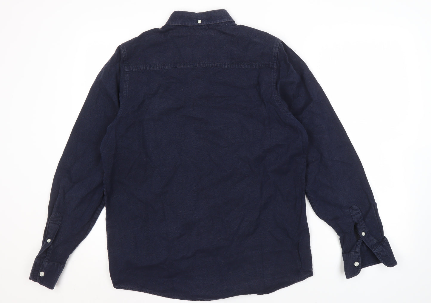 Carhartt Men's Blue Button-Up Shirt, M, Long Sleeve