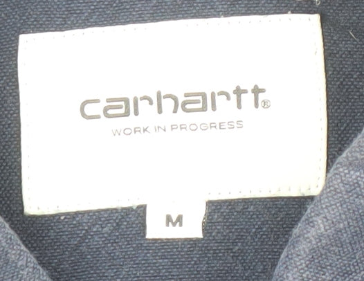 Carhartt Men's Blue Button-Up Shirt, M, Long Sleeve