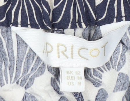 Apricot Women's Blue Ivory Cropped Geometric Trousers Size 12