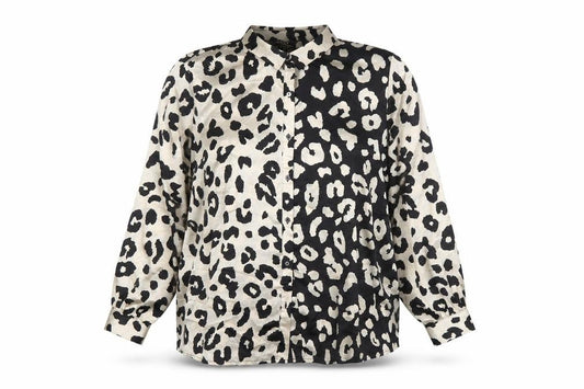 Front view of Lipsy Women's Black Animal Print Button-Up, size 20