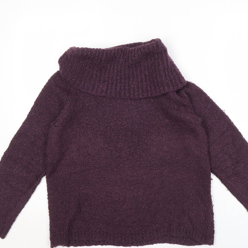 Marks and Spencer Women's Purple Cowl Neck Jumper Size 10