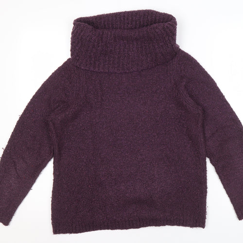 Marks and Spencer Women's Purple Cowl Neck Jumper Size 10
