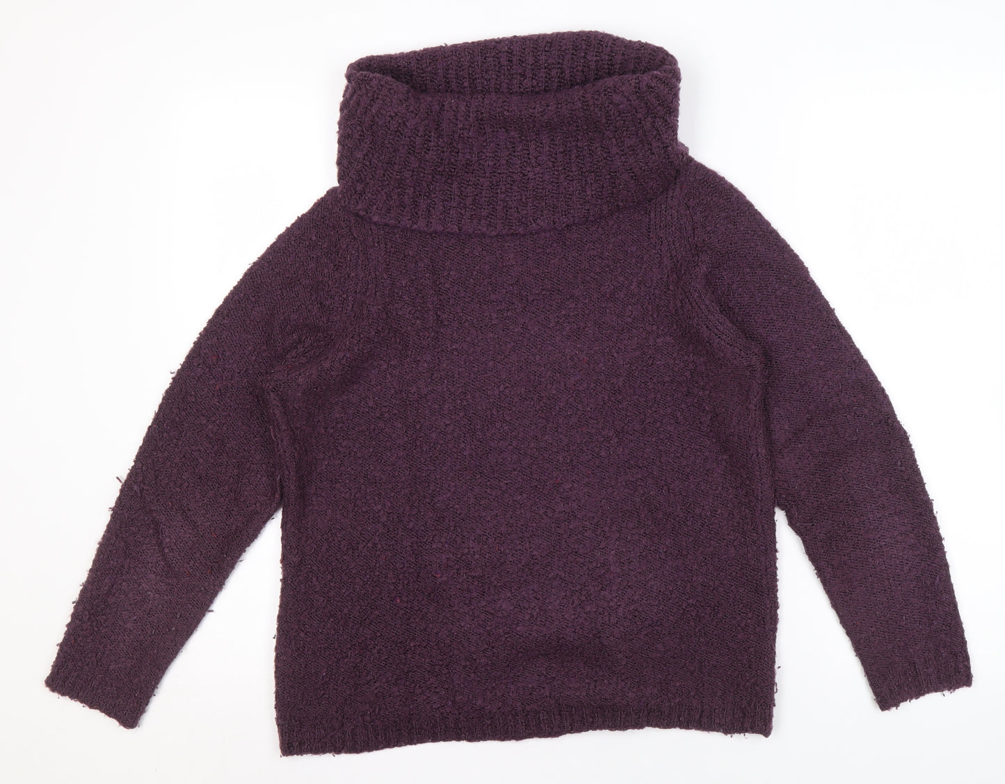 Marks and Spencer Women's Purple Cowl Neck Jumper Size 10