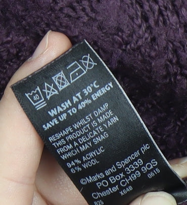 Marks and Spencer Women's Purple Cowl Neck Jumper Size 10