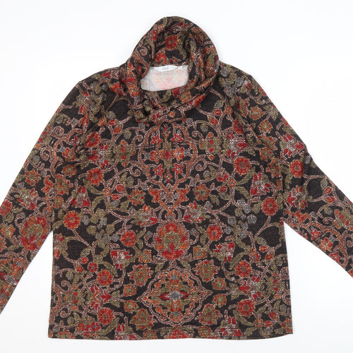 Isle Women's Multicoloured Cowl Neck Blouse Size 14