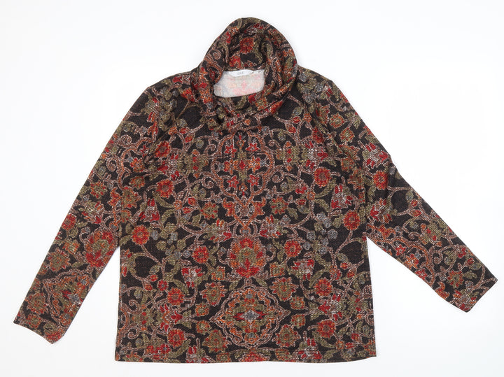 Isle Women's Multicoloured Cowl Neck Blouse Size 14
