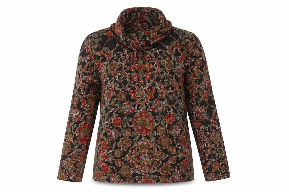 Front view of Isle Women's Multicoloured Cowl Neck Blouse, size 14