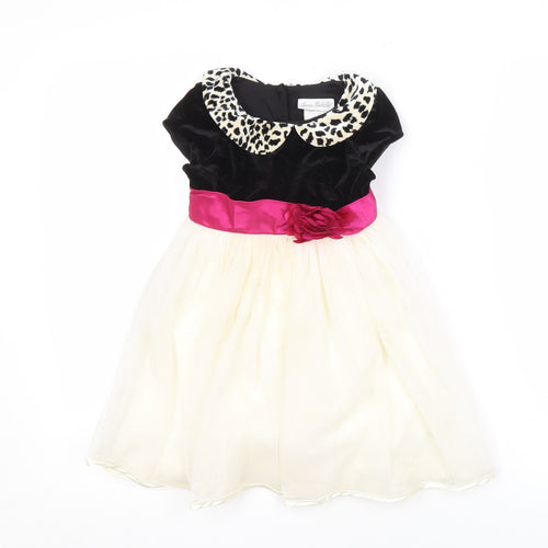 Jona Michelle Girls Black Ivory Fit & Flare Dress 4 Years