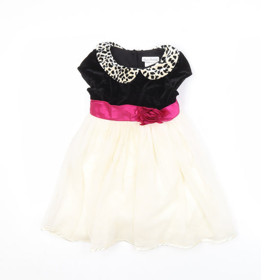 Jona Michelle Girls Black Ivory Fit & Flare Dress 4 Years